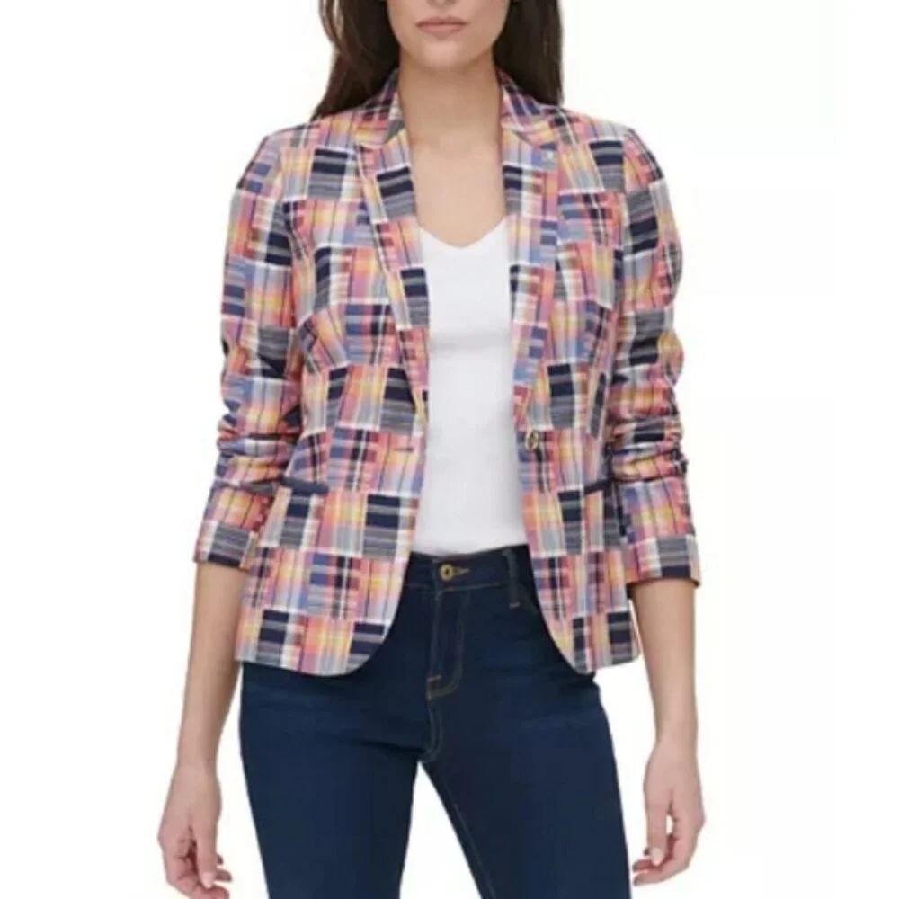 Sold! Tommy Hilfiger Mixed Madras Plaid Blazer Jacket Multicolor 12 NWOT - Picture 13 of 13